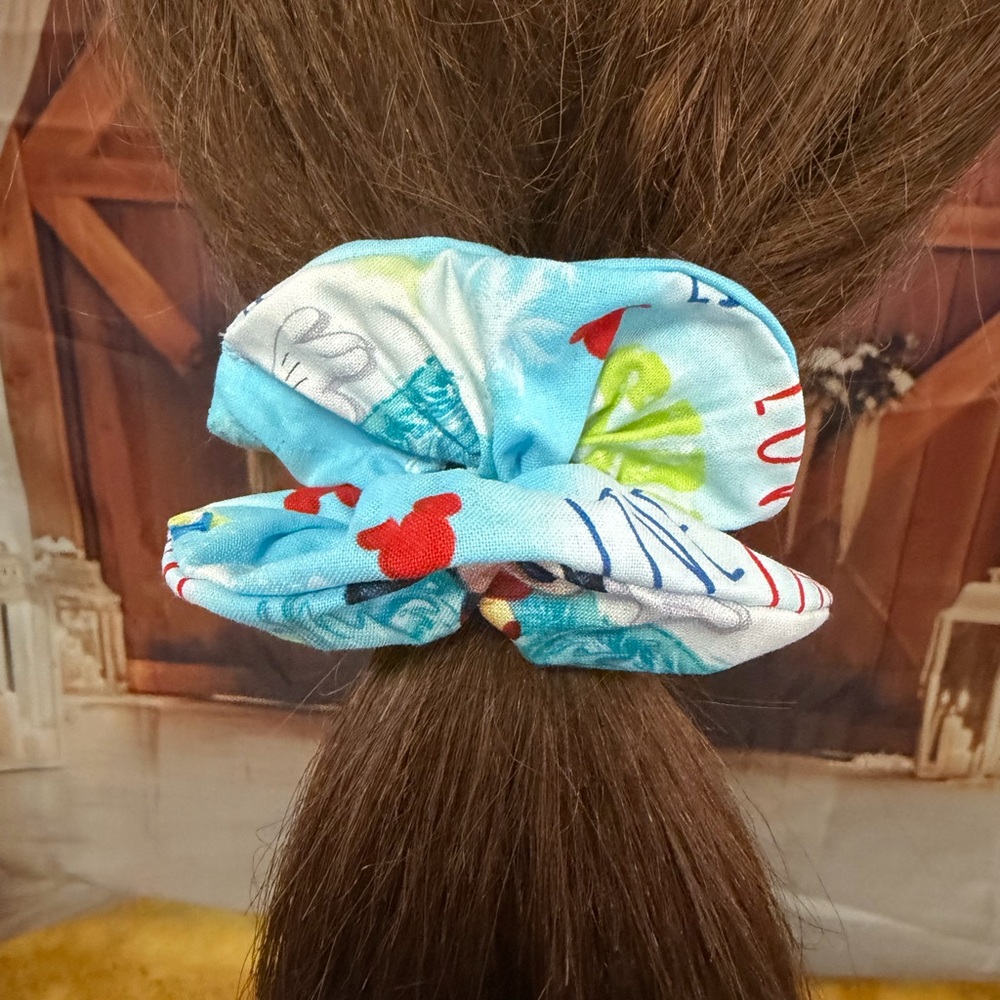 Disney Mickey Mouse Aqua Blue Kids Hair Scrunchie - Picture 2 of 4